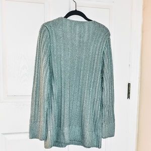 Tribeca Studio aqua mermaid sparkle cable knit